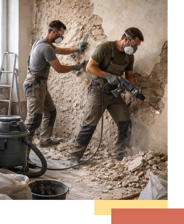 Демонтаж штукатурки со стен в Тихорецке быстро и аккуратно