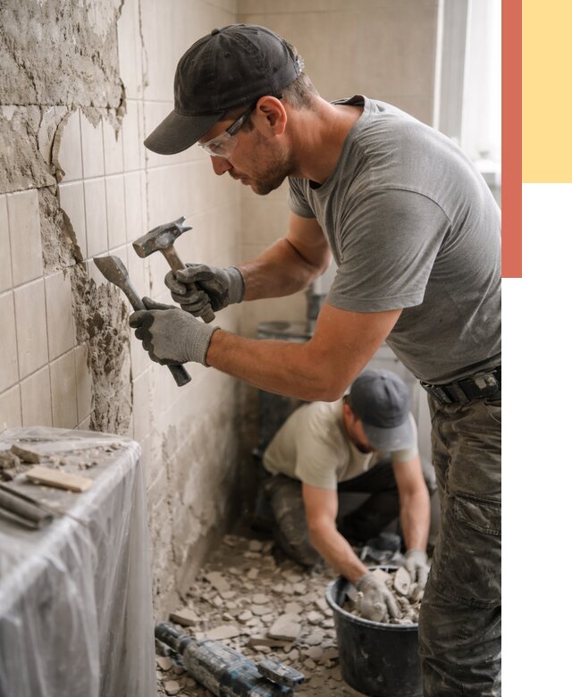 Демонтаж плитки со стен в Тихорецке от 876 руб. — быстро и недорого | ОТДЕЛОЧНИК-Тхр