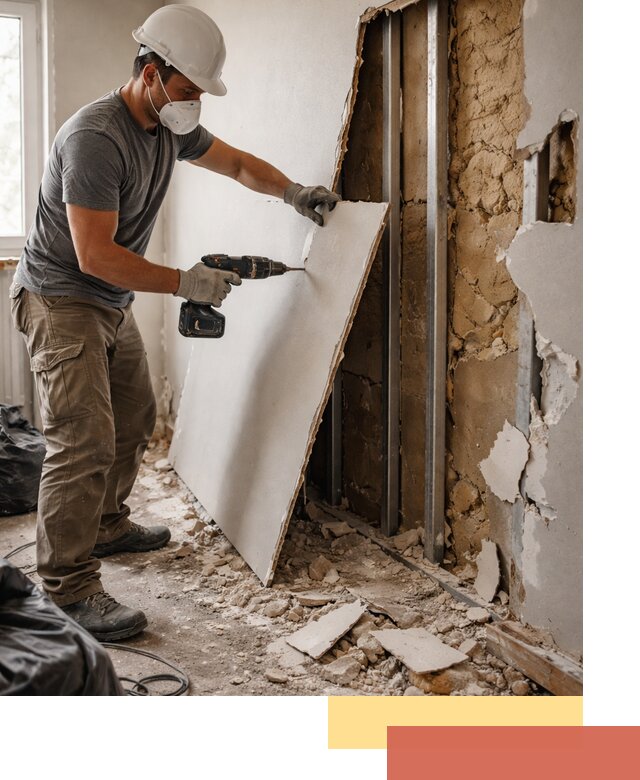 Демонтаж гипсокартона со стен в Тихорецке качественно и быстро