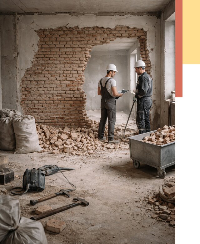 Демонтаж кирпичных стен в Тихорецке от 4329 руб. — быстро, недорого, под ключ | ОТДЕЛОЧНИК-Тхр