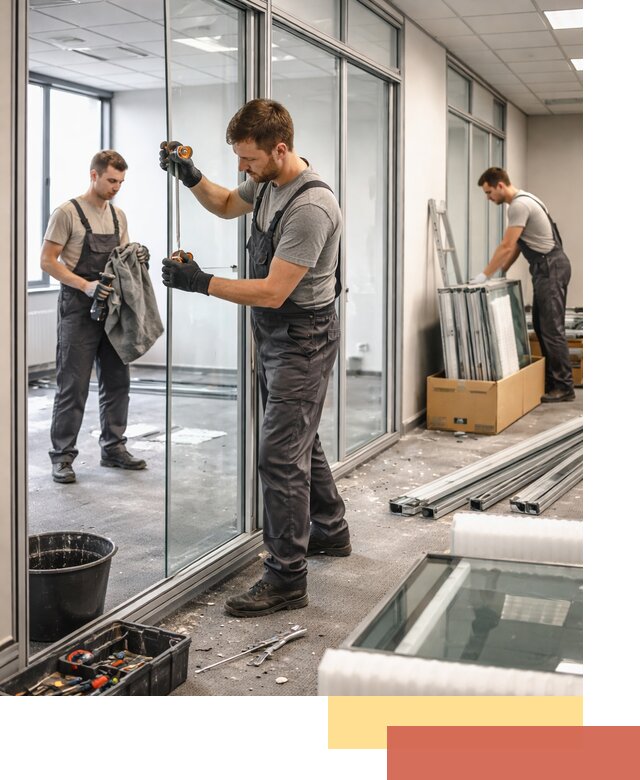 Демонтаж стеклянных перегородок в Тихорецке быстро и безопасно