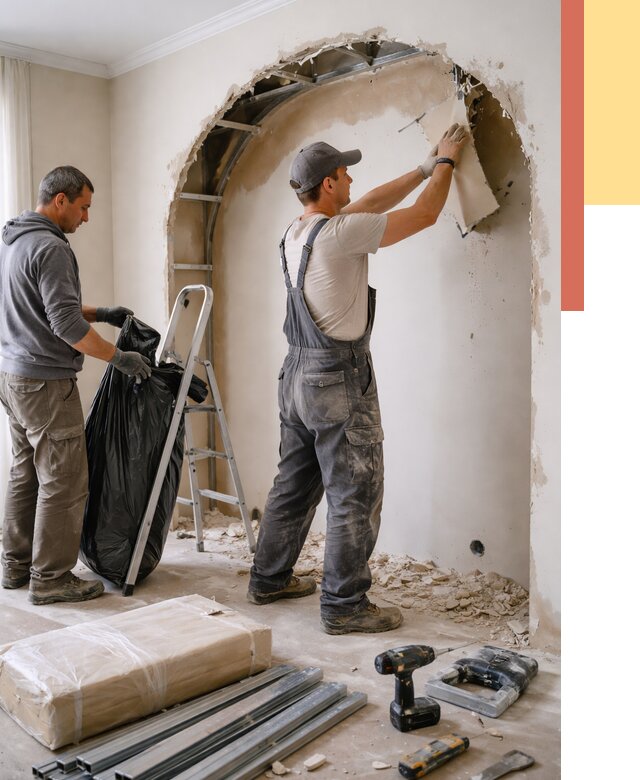 Демонтаж арки из гипсокартона в Тихорецке от 3607 руб. — услуги под ключ | ОТДЕЛОЧНИК-Тхр