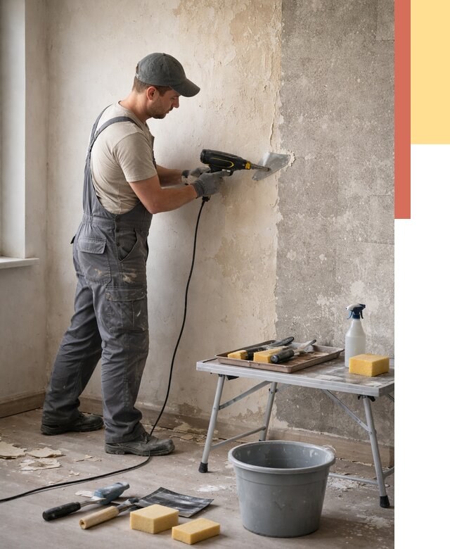 Очистка стен от клея в Тихорецке от 1907 руб. — снятие и удаление клея со стен | ОТДЕЛОЧНИК-Тхр