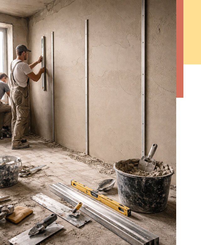 Штукатурка стен по маякам в Тихорецке от 5669 руб./м² — выравнивание под ключ | ОТДЕЛОЧНИК-Тхр