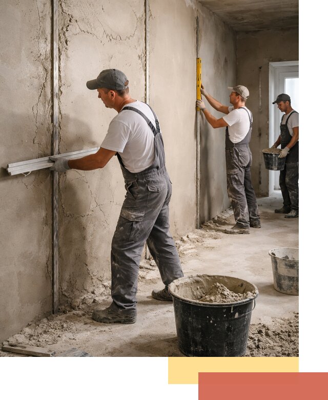 Штукатурка стен по маякам в Тихорецке — точная и ровная поверхность