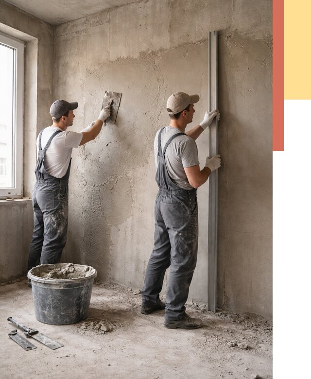 Штукатурка бетонных стен в Тихорецке от 4638 руб/м² — качественно и быстро | ОТДЕЛОЧНИК-Тхр