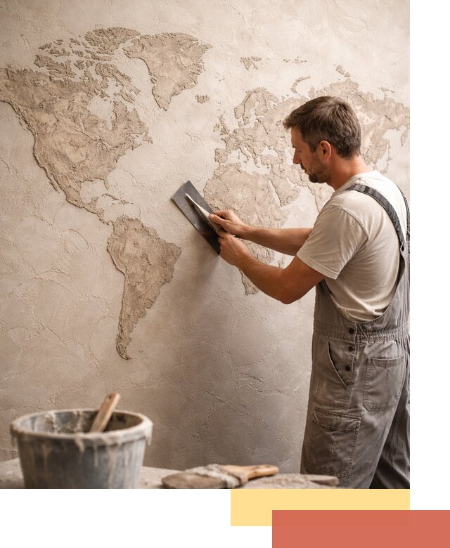 Декоративная штукатурка «Карта мира» под ключ в Тихорецке