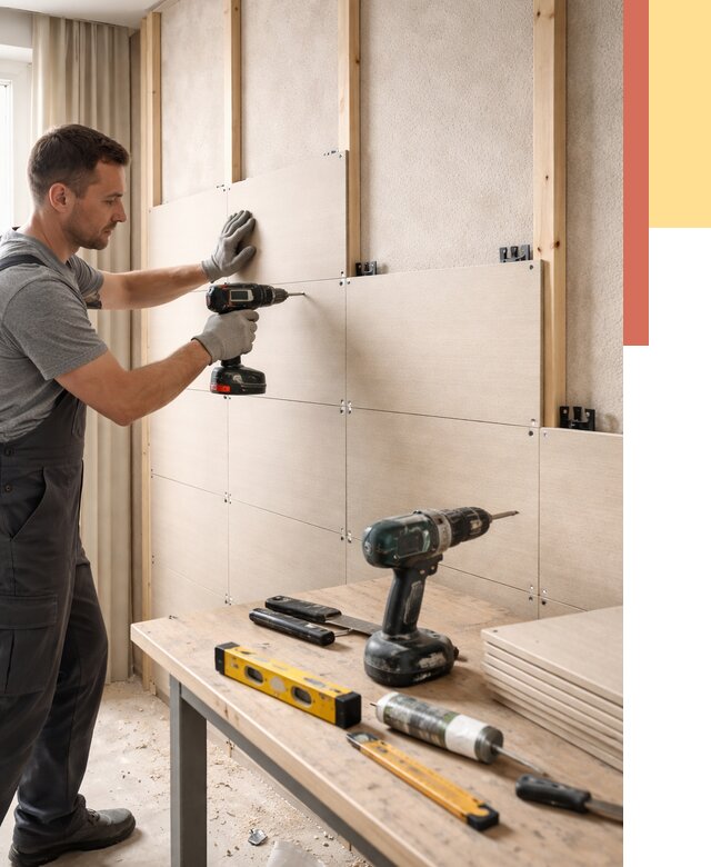 Монтаж МДФ панелей на стены в Тихорецке от 1288 руб. под ключ | ОТДЕЛОЧНИК-Тхр