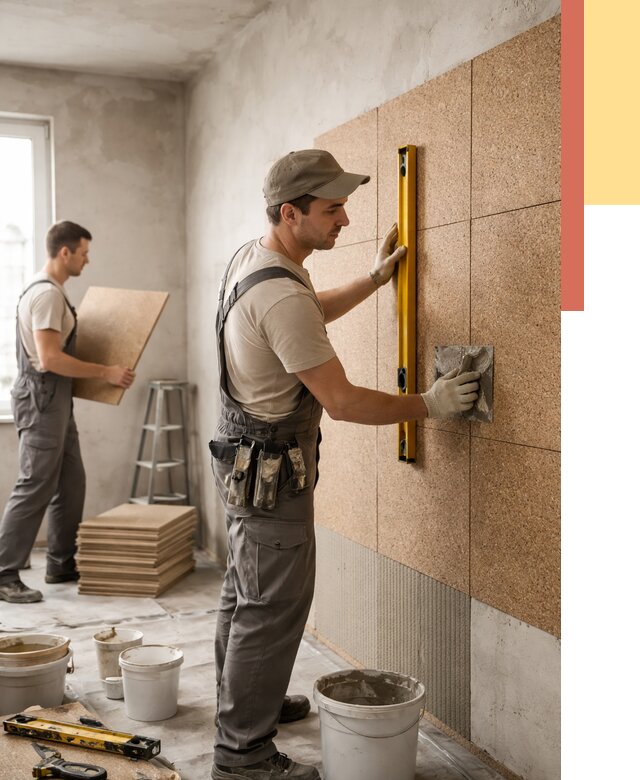 Монтаж пробковых панелей на стены в Тихорецке от 3607 руб. — ОТДЕЛОЧНИК-Тхр