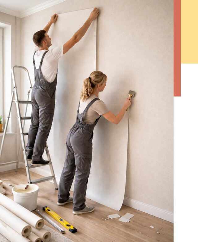 Поклейка флизелиновых обоев в Тихорецке от 6184 руб. | Быстро и недорого — ОТДЕЛОЧНИК-Тхр