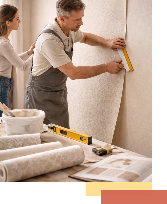 Поклейка обоев с подбором рисунка в Тихорецке