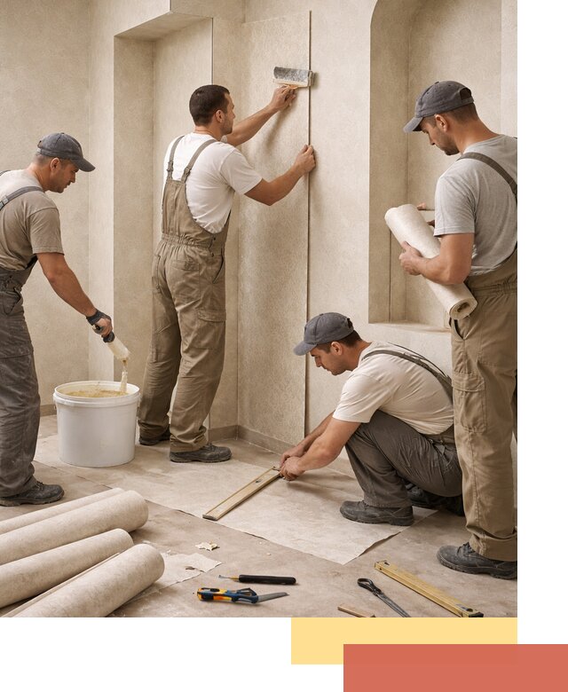 Поклейка обоев на сложные стены и неровные поверхности в Тихорецке