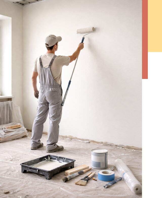 Покраска стен водоэмульсионной краской в Тихорецке от 464 руб. за м² | ОТДЕЛОЧНИК-Тхр