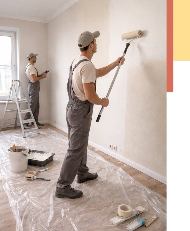 Покраска стен акриловой краской в Тихорецке от 3607 руб./м² — быстро и недорого | ОТДЕЛОЧНИК-Тхр