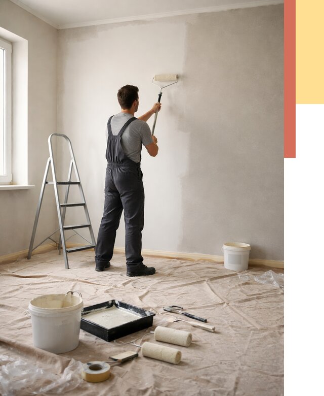 Покраска стен моющейся краской в Тихорецке от 361 руб./м² — быстро и недорого | ОТДЕЛОЧНИК-Тхр