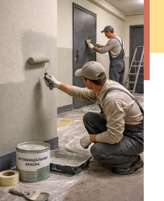 Покраска стен антивандальной краской в Тихорецке от 4638 руб./м² под ключ | ОТДЕЛОЧНИК-Тхр