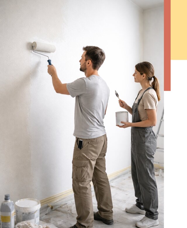 Окраска стен по стеклохолсту в Тихорецке от 4638 руб/м² под ключ | ОТДЕЛОЧНИК-Тхр