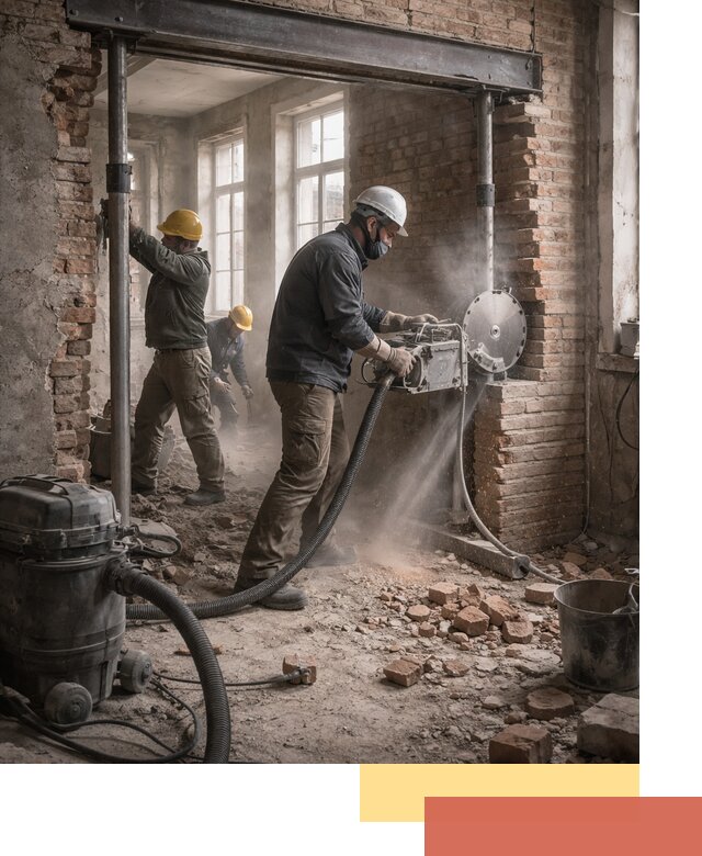 Прорезка проема в стене под дверной или оконный проем в Тихорецке