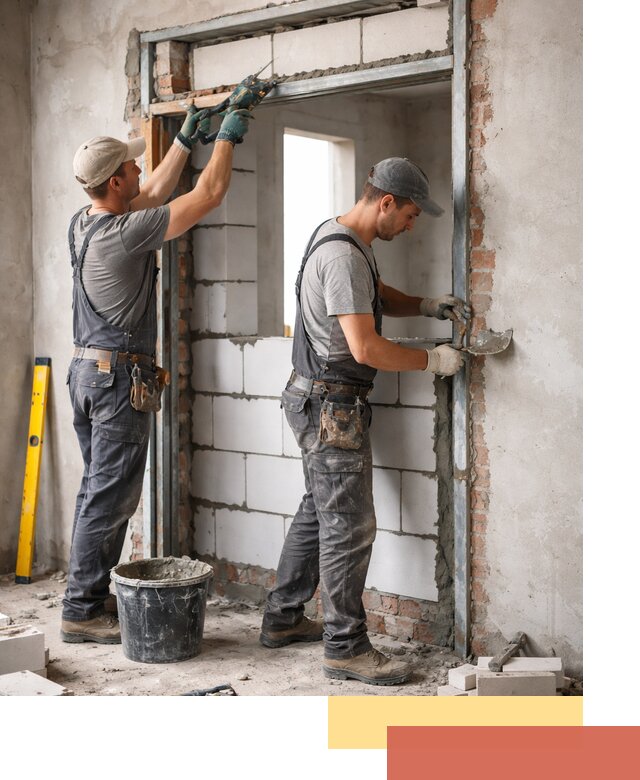 Закладка дверного проема под ключ в Тихорецке: демонтаж, монтаж, отделка