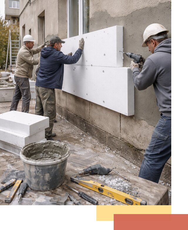 Утепление наружных стен пенопластом в Тихорецке