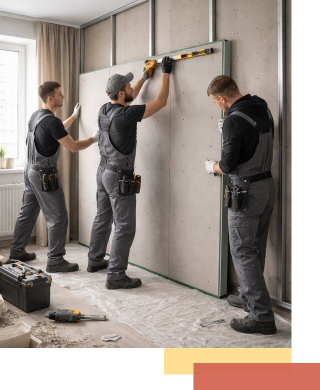 Шумоизоляция стен панелями ЗИПС в Тихорецке для жилых и коммерческих помещений