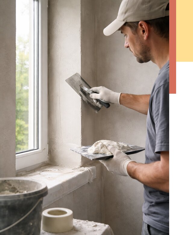 Штукатурка откосов в Тихорецке от 4638 руб/м² — услуги и выравнивание под ключ | ОТДЕЛОЧНИК-Тхр