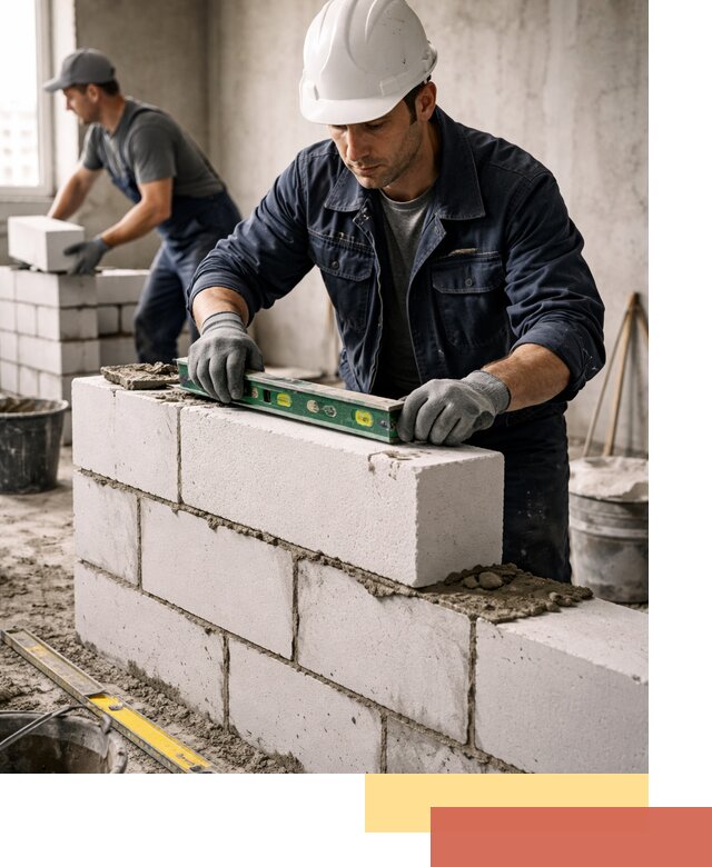 Кладка перегородок из пеноблока под ключ в Тихорецке