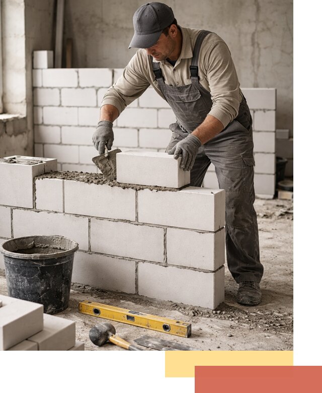 Кладка перегородок из силикатного блока в Тихорецке