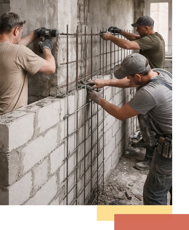 Армирование кладки перегородок в Тихорецке профессионально и надёжно