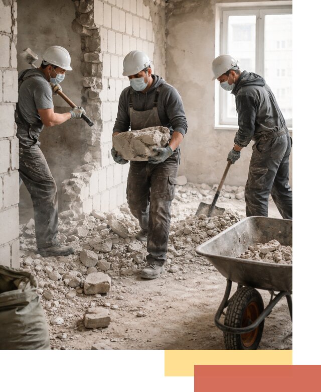 Демонтаж блочных перегородок в Тихорецке быстро и аккуратно