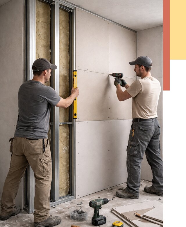 Монтаж двухслойной перегородки из гипсокартона в Тихорецке от 1495 руб. | ОТДЕЛОЧНИК-Тхр