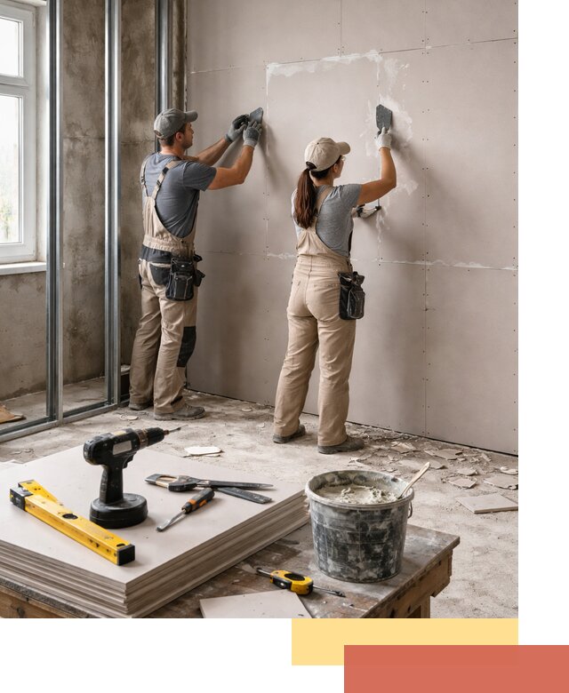 Монтаж двухслойной перегородки из гипсокартона в Тихорецке