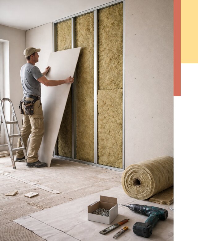 Перегородка из гипсокартона с шумоизоляцией в Тихорецке от 3216 руб. | ОТДЕЛОЧНИК-Тхр