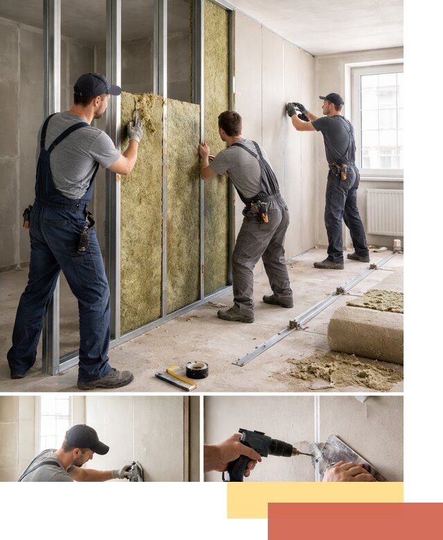 Перегородка из гипсокартона с шумоизоляцией в Тихорецке — монтаж под ключ