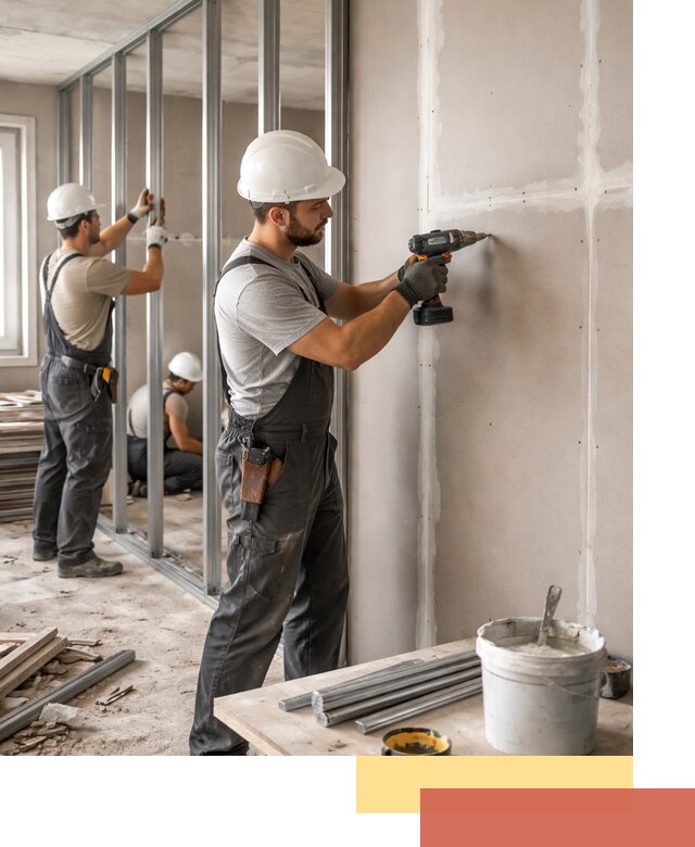 Перегородки из огнестойкого гипсокартона в Тихорецке под ключ