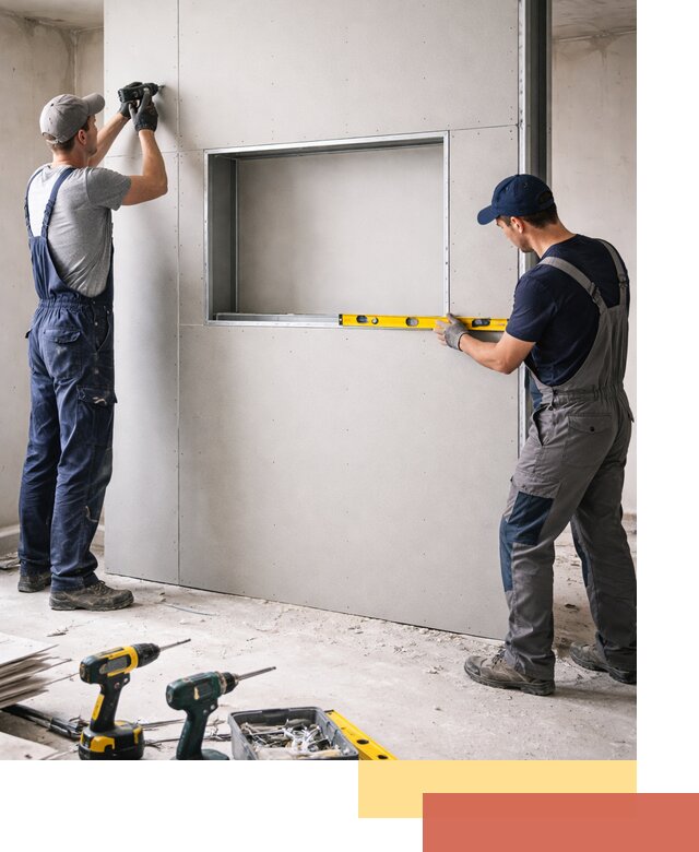 Перегородка из гипсокартона с нишей под декор в Тихорецке