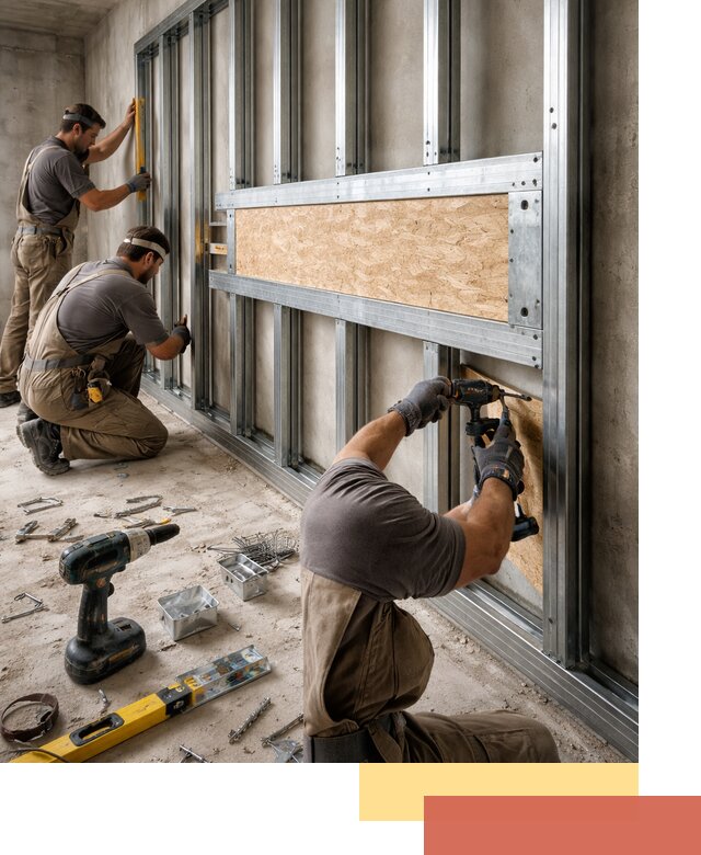 Усиленная перегородка для крепления тяжёлых конструкций в Тихорецке