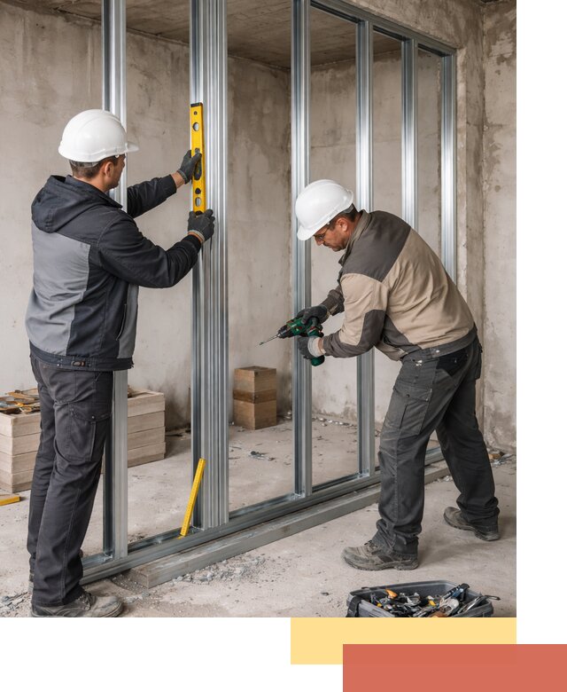 Монтаж каркаса перегородки из профиля в Тихорецке