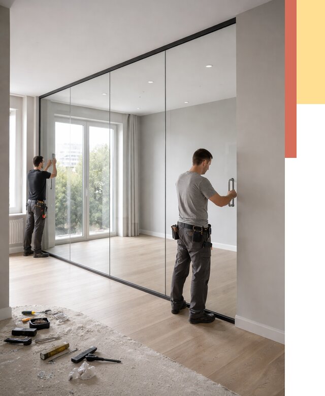 Изготовление стеклянных перегородок в Тихорецке от 12729 руб. под ключ | ОТДЕЛОЧНИК-Тхр