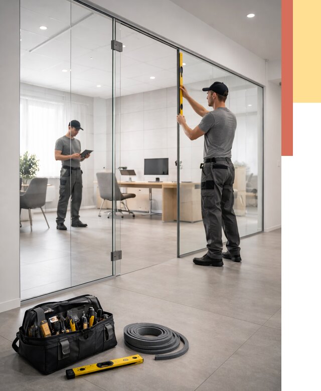 Цельностеклянные перегородки под ключ в Тихорецке от 9792 руб. — монтаж и цены | ОТДЕЛОЧНИК-Тхр