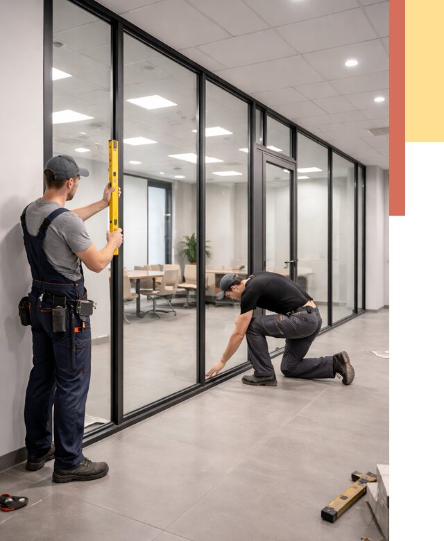 Каркасные стеклянные перегородки в Тихорецке под ключ от 9482 руб. | ОТДЕЛОЧНИК-Тхр