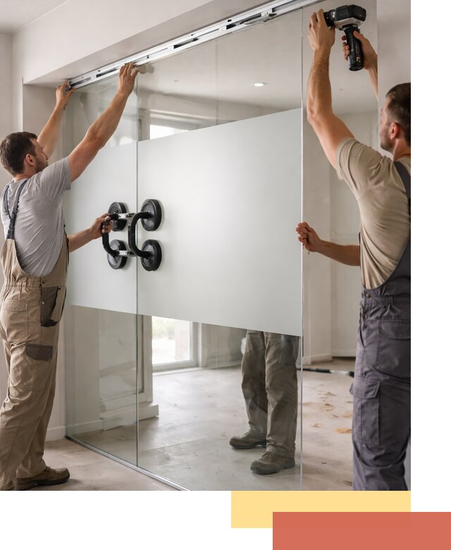 Матовые стеклянные перегородки под ключ в Тихорецке