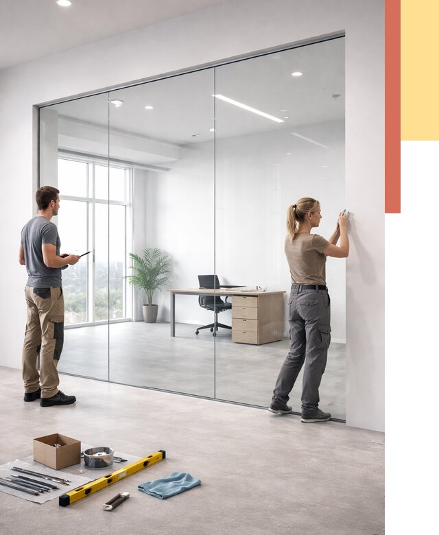 Перегородки из закаленного стекла в Тихорецке от 9792 руб. под ключ | ОТДЕЛОЧНИК-Тхр