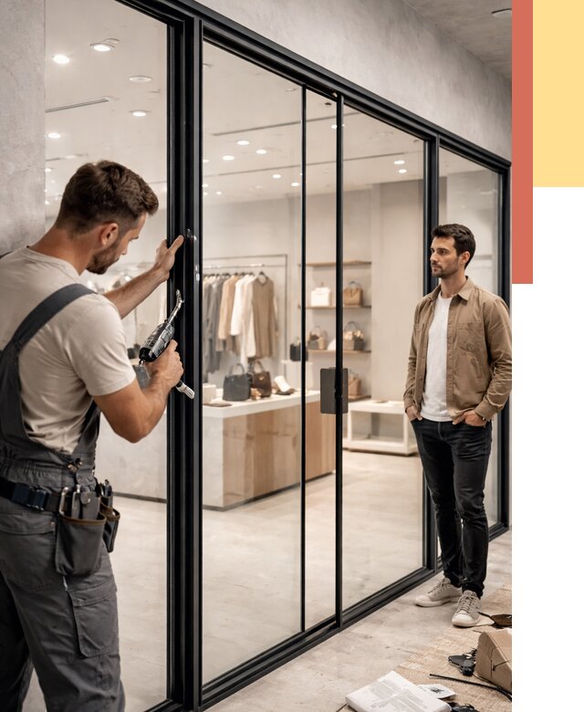 Стеклянные перегородки для магазинов в Тихорецке от 8452 руб. под ключ | ОТДЕЛОЧНИК-Тхр