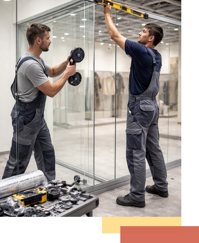 Стеклянные перегородки для магазинов в Тихорецке — монтаж и установка