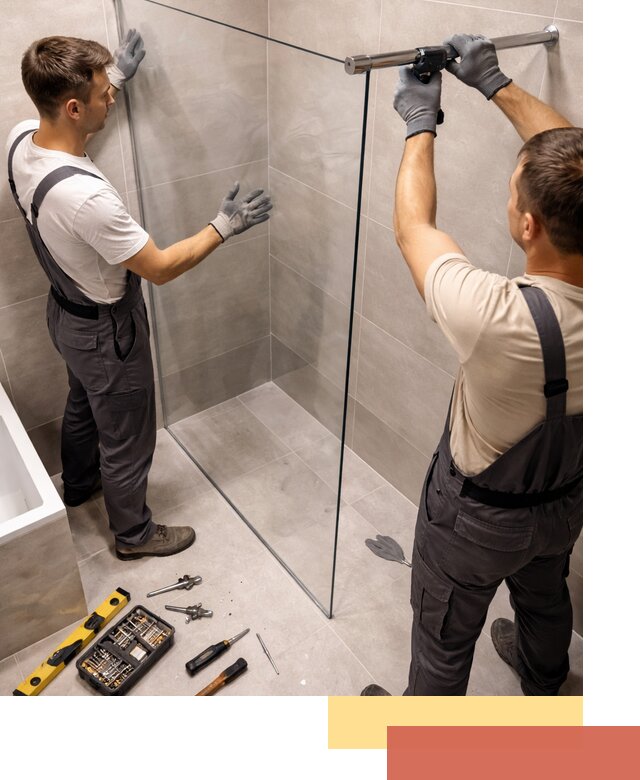 Стеклянные перегородки для душа в Тихорецке — изготовление и монтаж