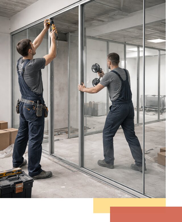 Алюминиевые перегородки со стеклом в Тихорецке — изготовление и монтаж