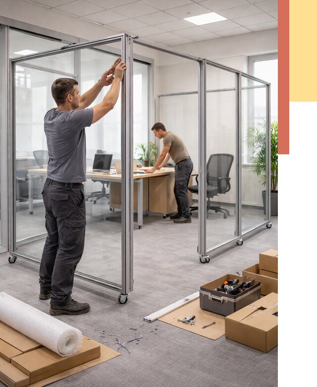 Мобильные офисные перегородки в Тихорецке от 12884 руб. — установка под ключ | ОТДЕЛОЧНИК-Тхр