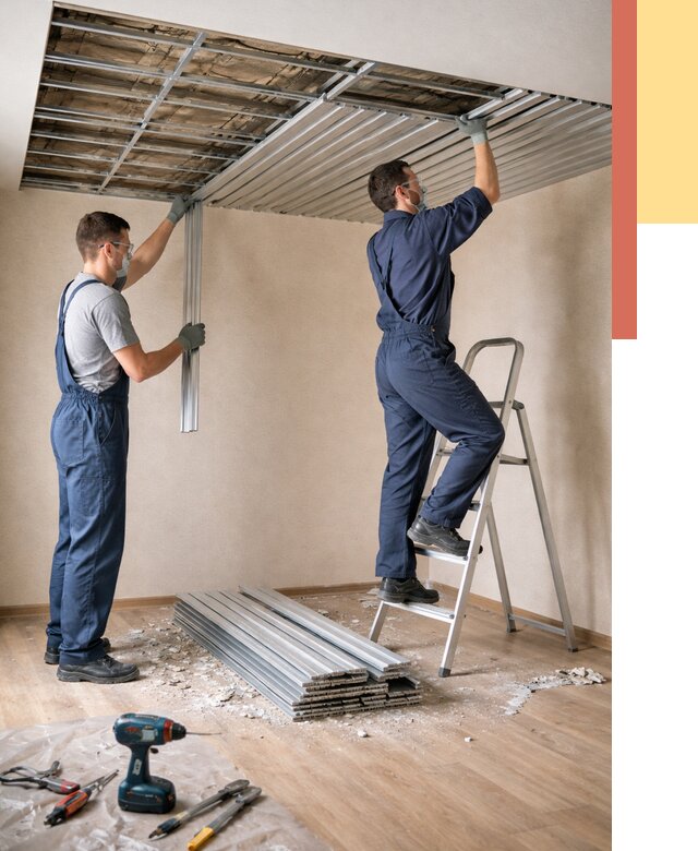 Демонтаж реечного потолка в Тихорецке от 4638 руб. быстро и недорого | ОТДЕЛОЧНИК-Тхр