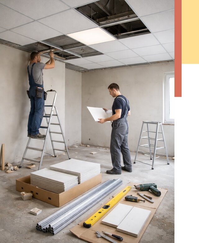 Монтаж потолка армстронг в Тихорецке от 4638 руб/м2 — быстрая установка под ключ | ОТДЕЛОЧНИК-Тхр